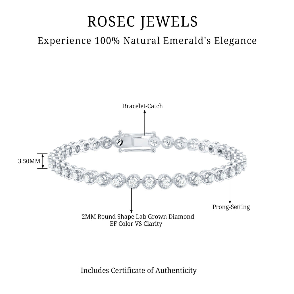 Certified Lab Grown Classic Round Diamond Bridal Tennis Bracelet