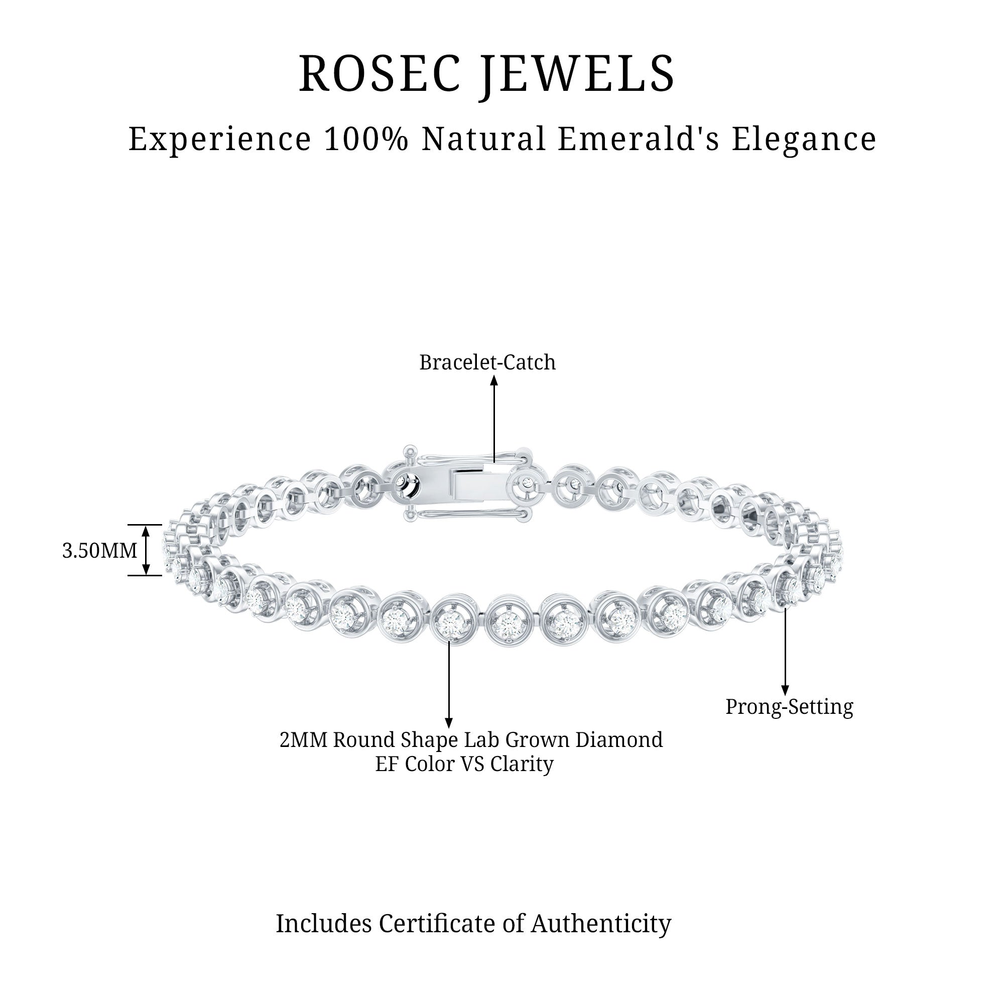 Certified Lab Grown Classic Round Diamond Bridal Tennis Bracelet