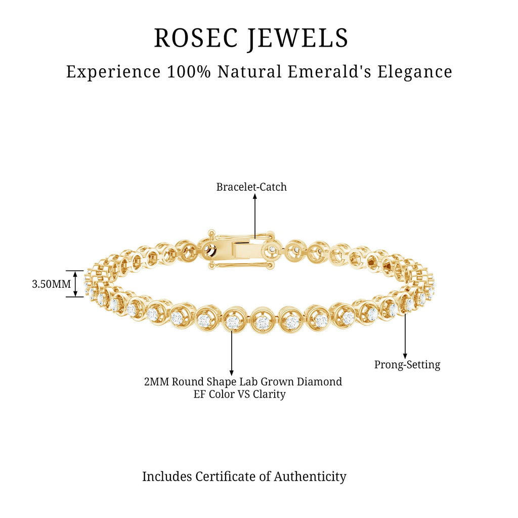 Certified Lab Grown Classic Round Diamond Bridal Tennis Bracelet