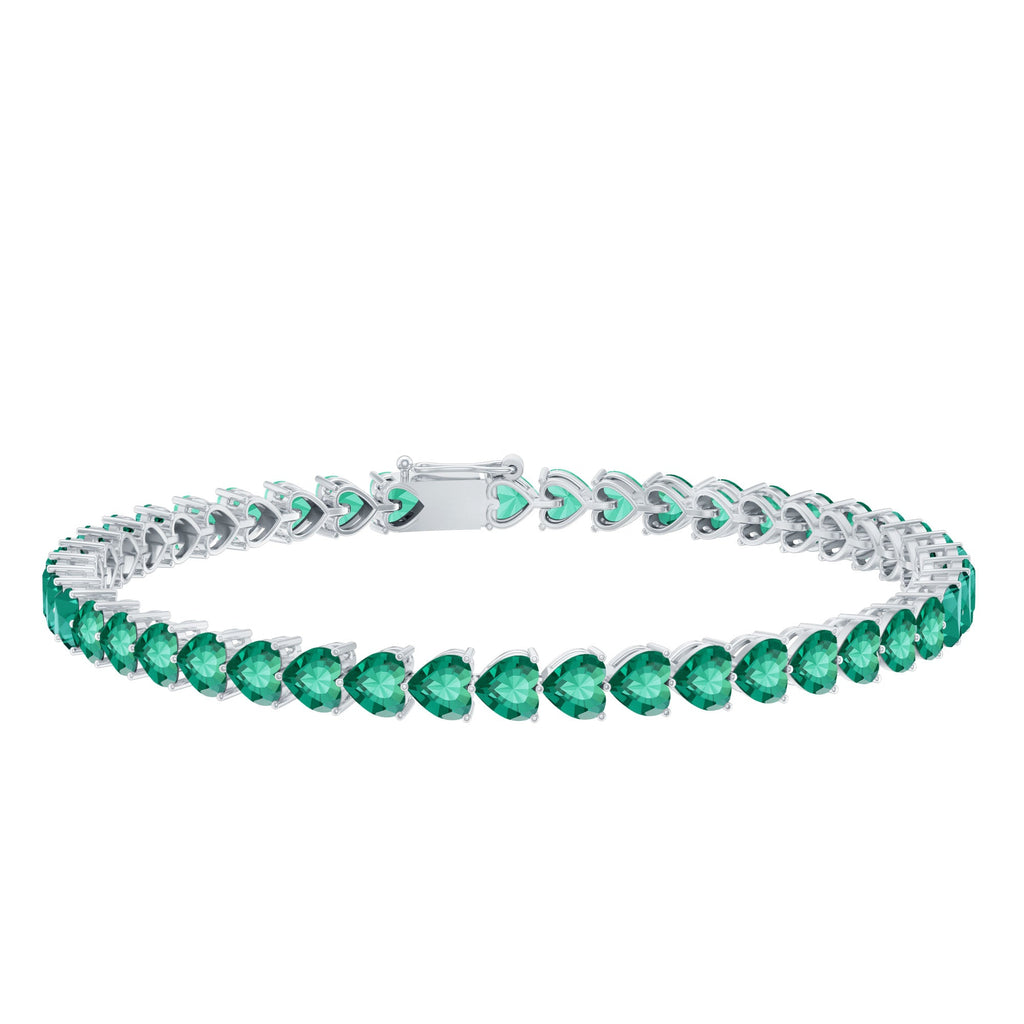 Lab Grown Emerald Heart Tennis Bracelet