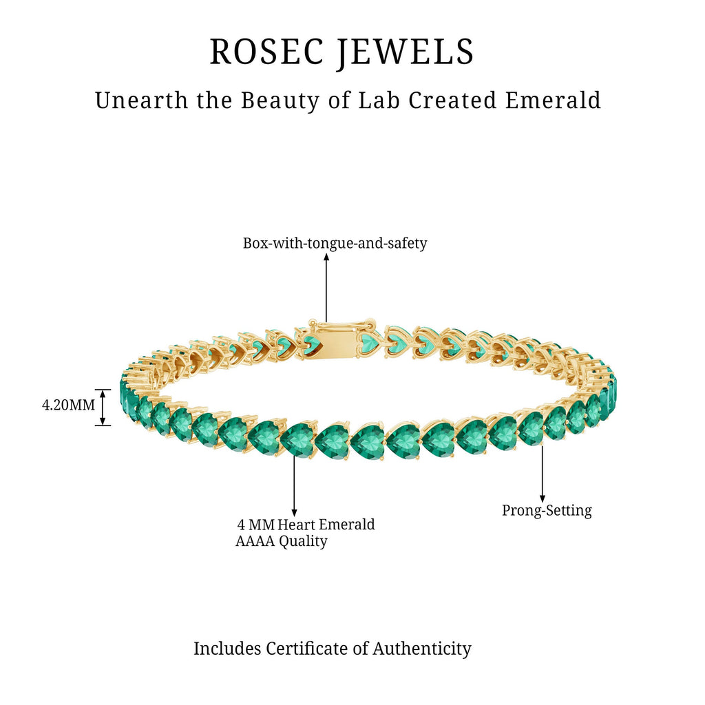 Lab Grown Emerald Heart Tennis Bracelet