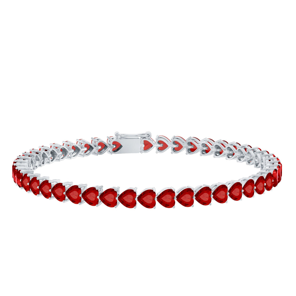 Heart Shape Lab Grown Ruby Tennis Bracelet