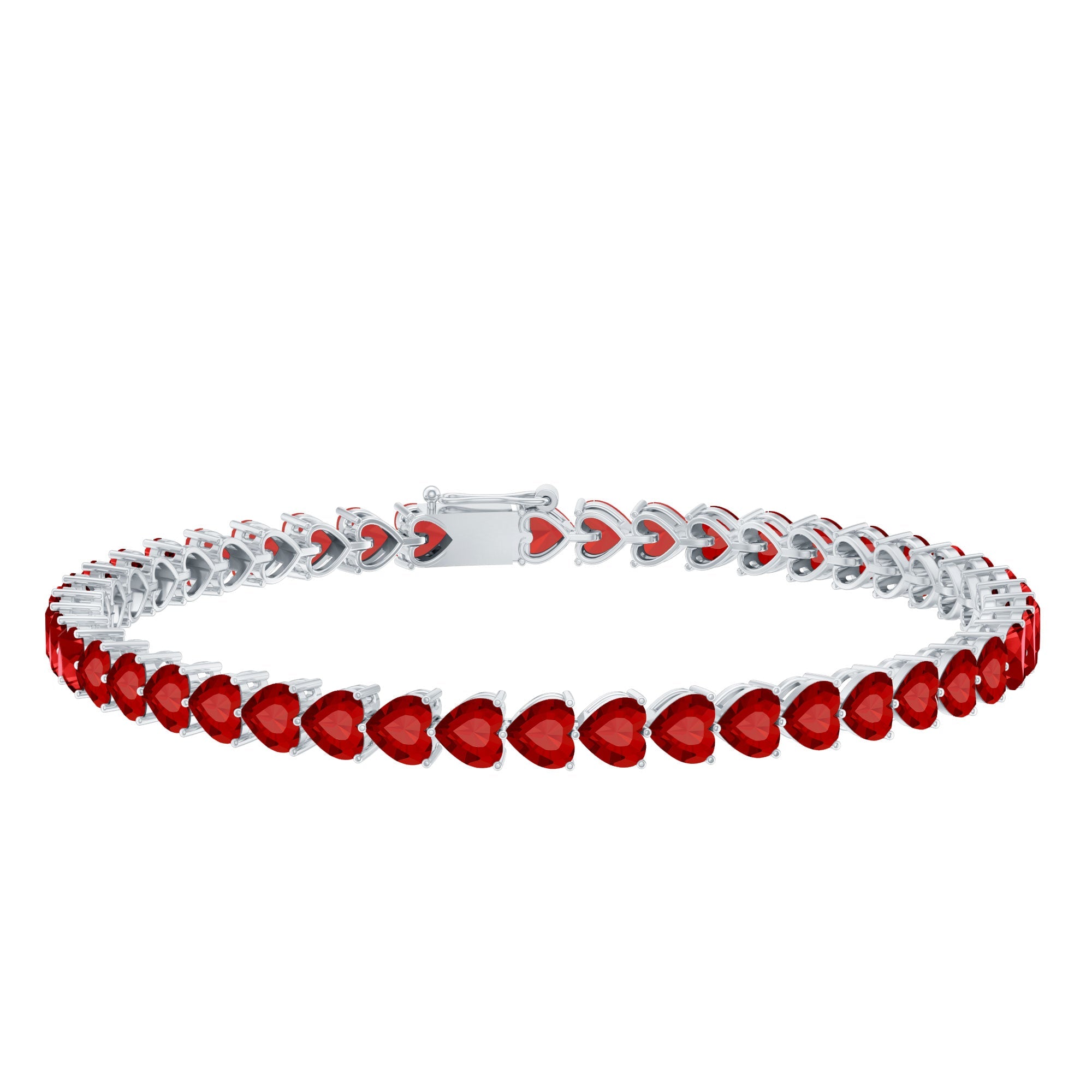 Heart Shape Lab Grown Ruby Tennis Bracelet