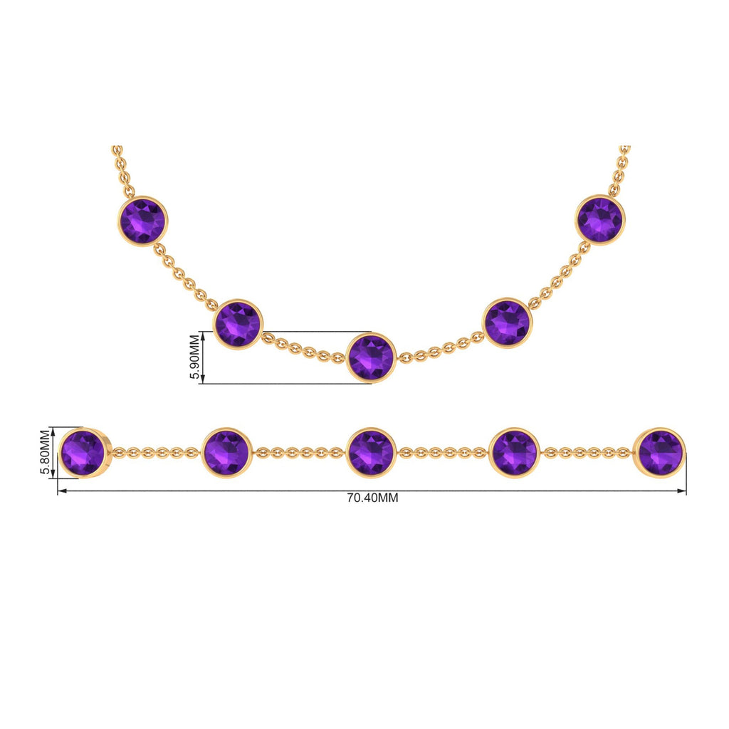 Bezel Set 4 Carat Amethyst Station Chain Bracelet for Women