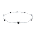Natural Black Spinel 7 Stone Station Chain Bracelet