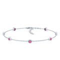 Real Pink Tourmaline Station Chain Bracelet for Women