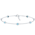 Bezel Set Aquamarine Station Bracelet for Women