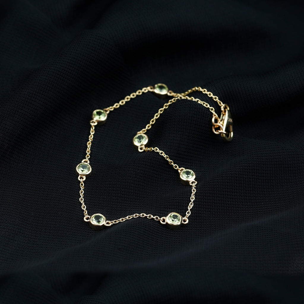 Bezel Set Seven Stone Peridot Station Bracelet