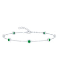 Bezel Set Emerald Station Chain Bracelet for Her