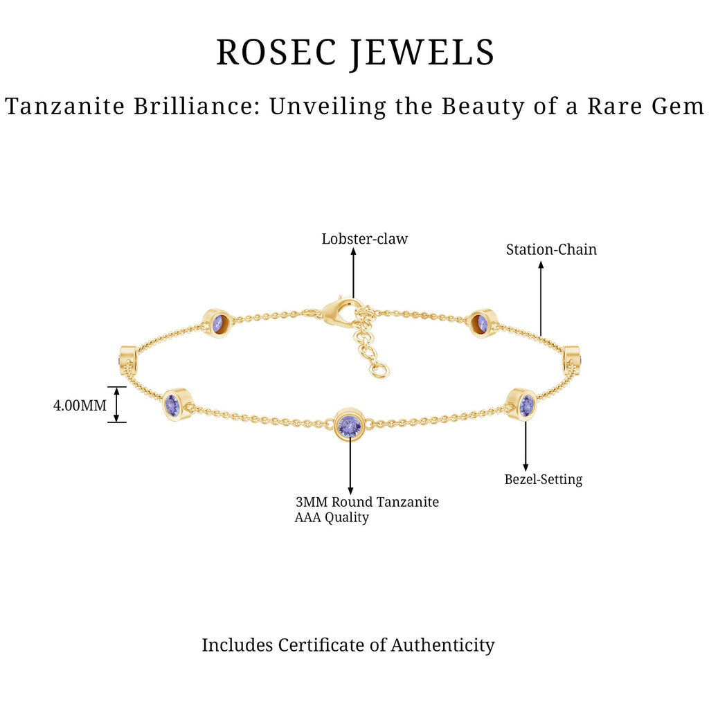 Certified Natural Tanzanite Chain Bracelet for Her