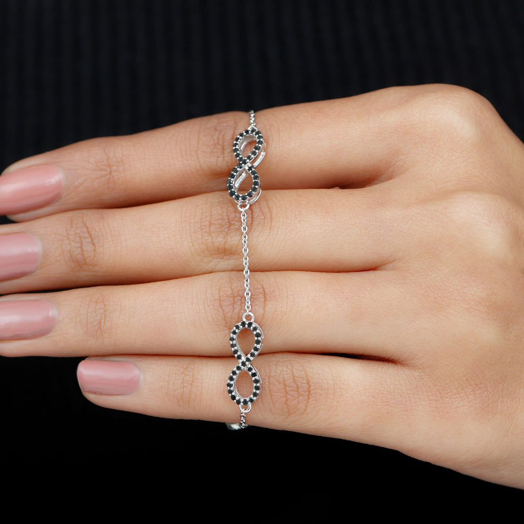 Certified Lab Grown Black Diamond Infinity Chain Bracelet
