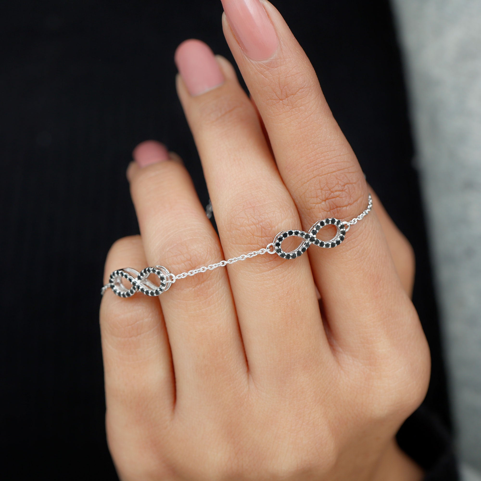 Certified Lab Grown Black Diamond Infinity Chain Bracelet