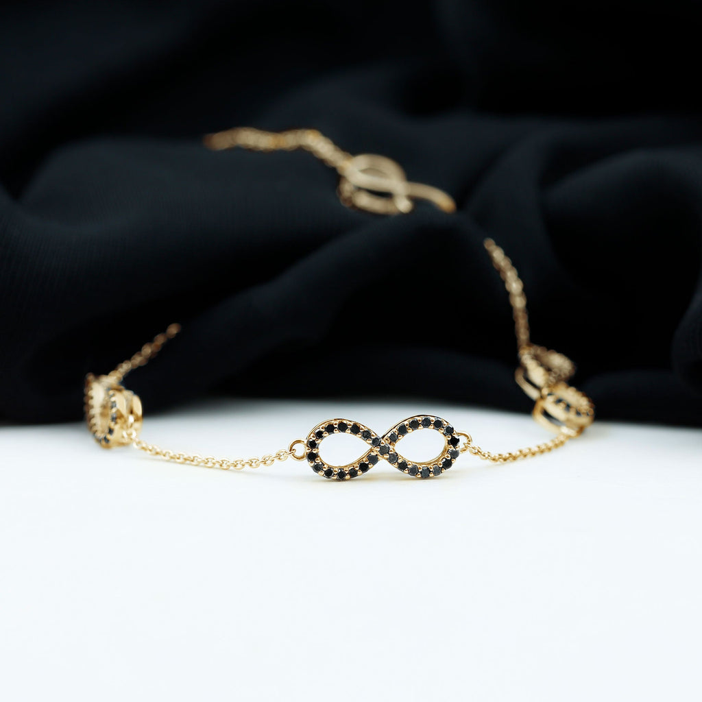Certified Lab Grown Black Diamond Infinity Chain Bracelet