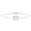 2 Carat Emerald Cut Ethiopian Opal and Diamond Bolo Chain Bracelet