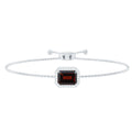 Real 2 Carat Emerald Cut Garnet Bolo Bracelet with Diamond Halo