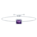 Natural 1.4 Carat Emerald Cut Amethyst Diamond Bolo Bracelet