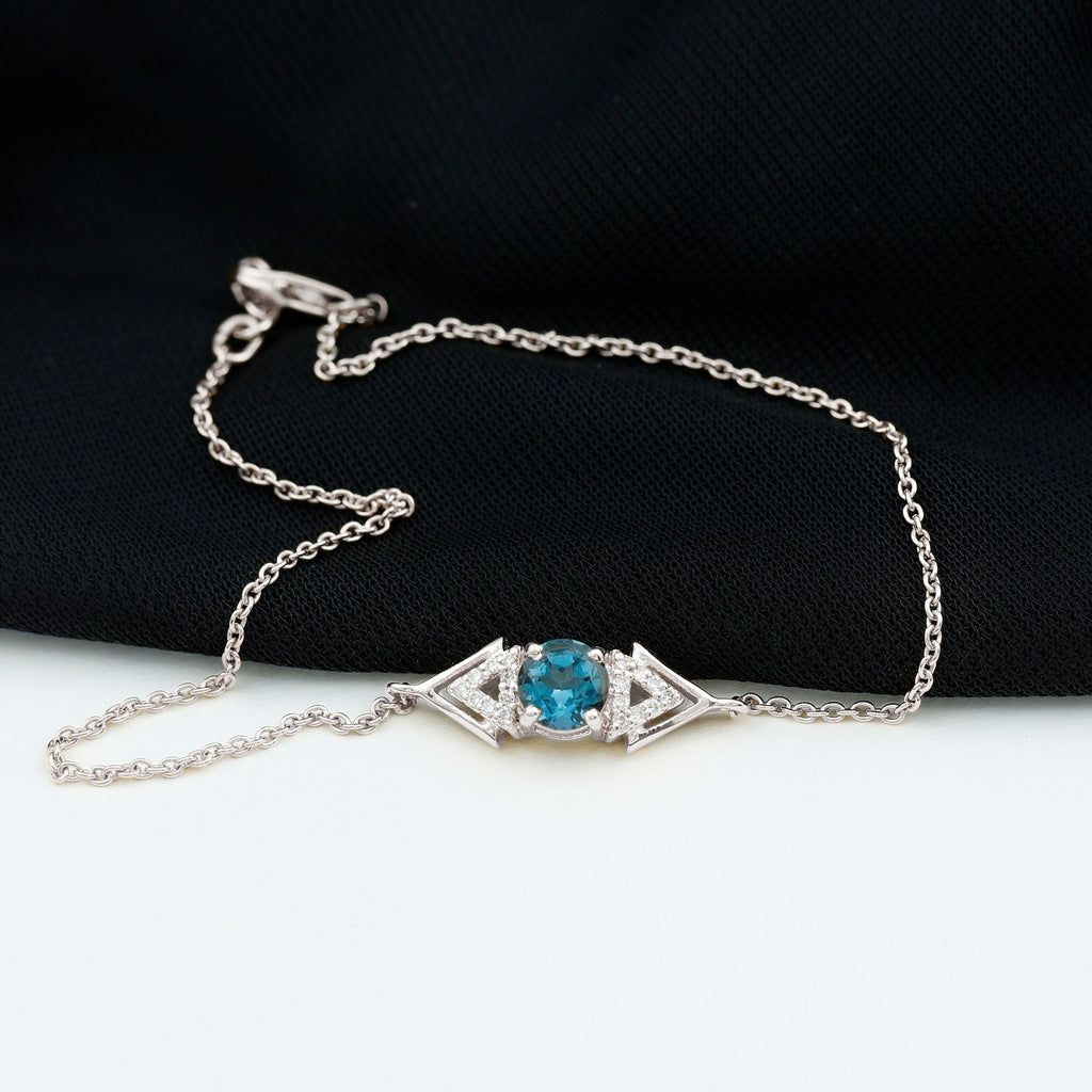 Real London Blue Topaz and Diamond Chain Bracelet