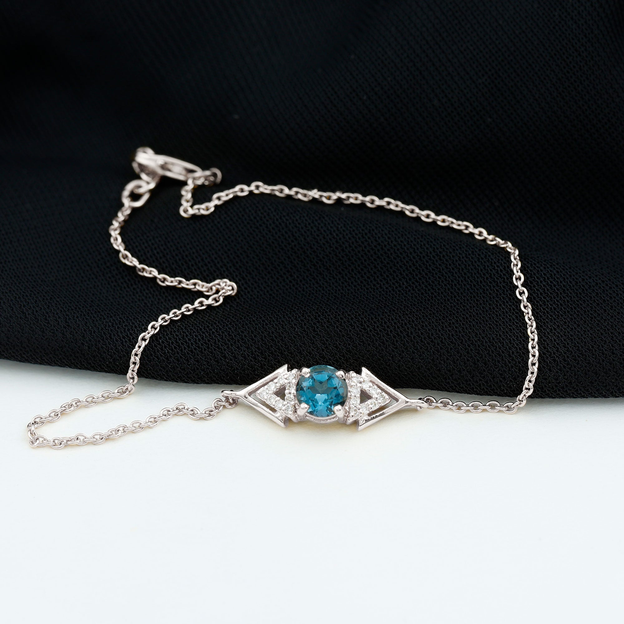 Real London Blue Topaz and Diamond Chain Bracelet