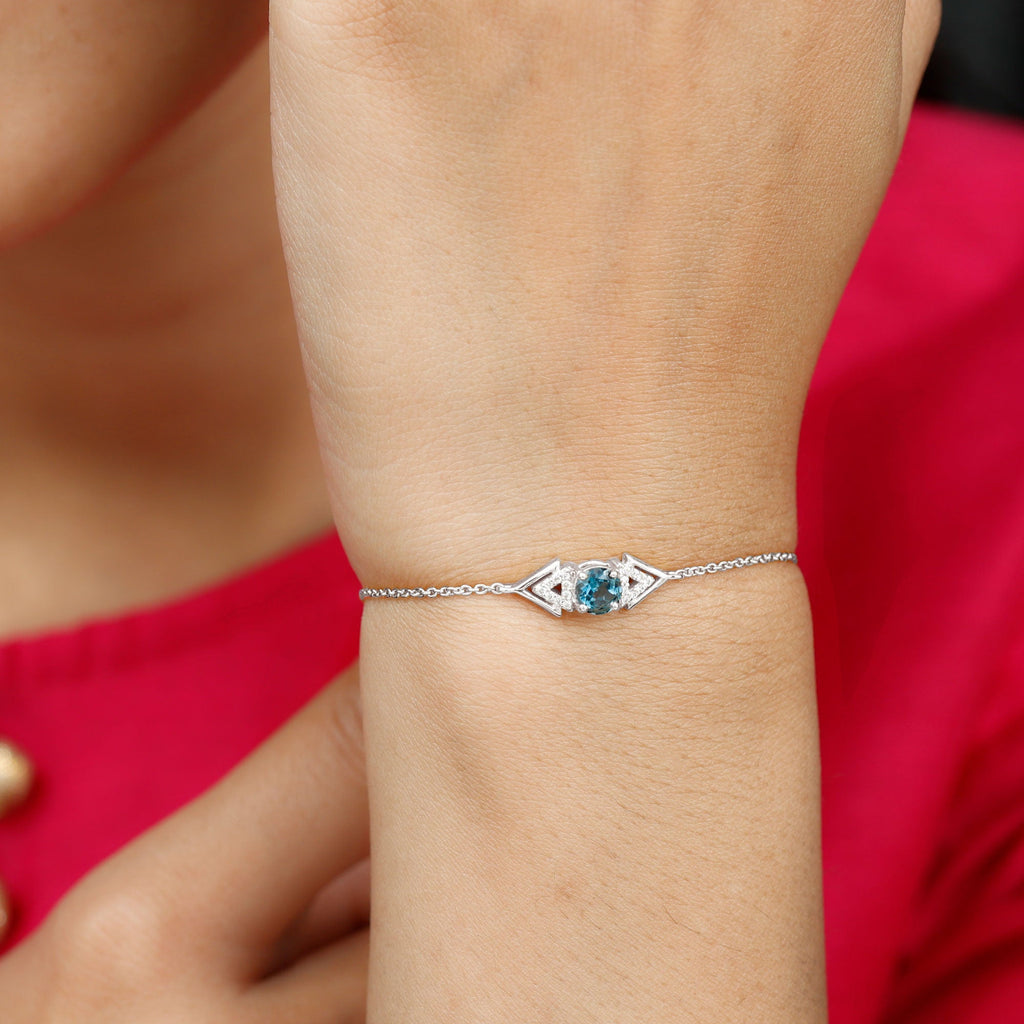 Real London Blue Topaz and Diamond Chain Bracelet