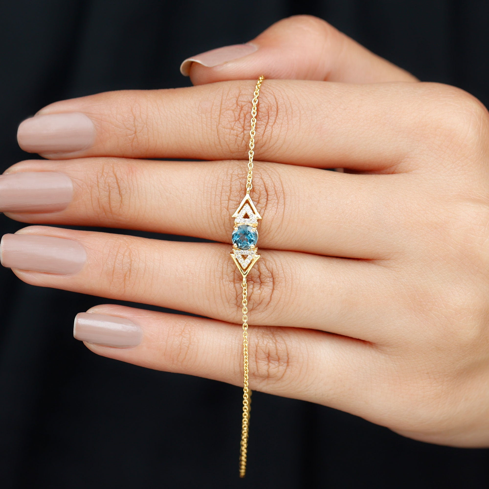 Real London Blue Topaz and Diamond Chain Bracelet