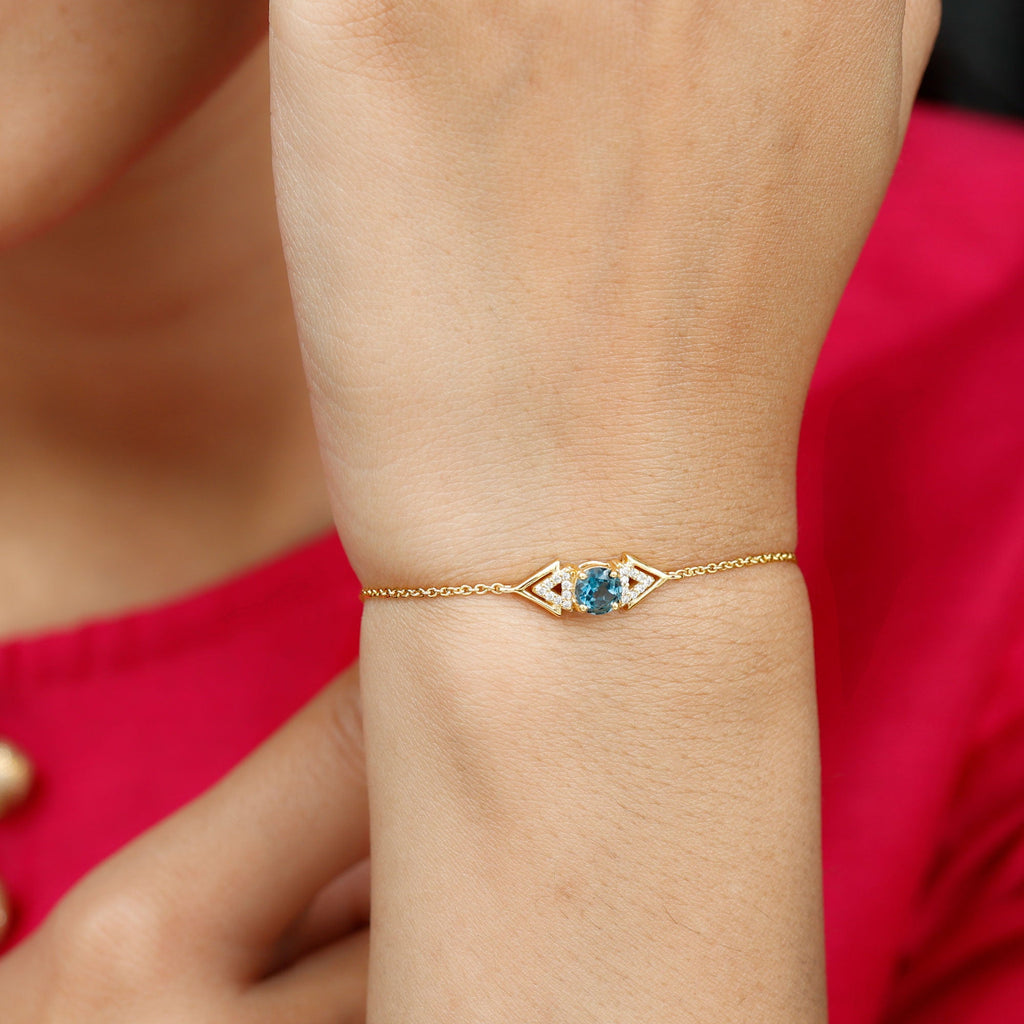 Real London Blue Topaz and Diamond Chain Bracelet