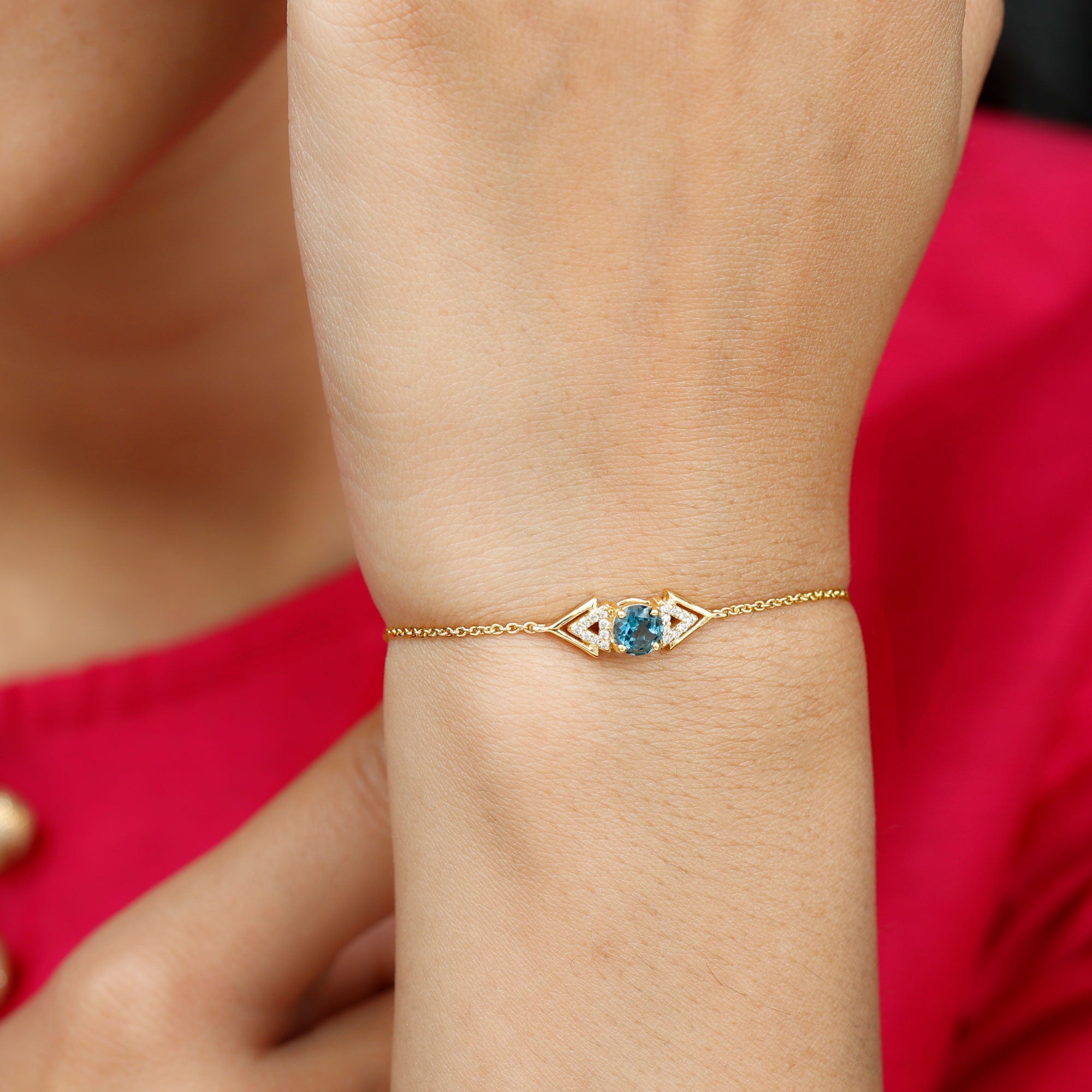 Real London Blue Topaz and Diamond Chain Bracelet