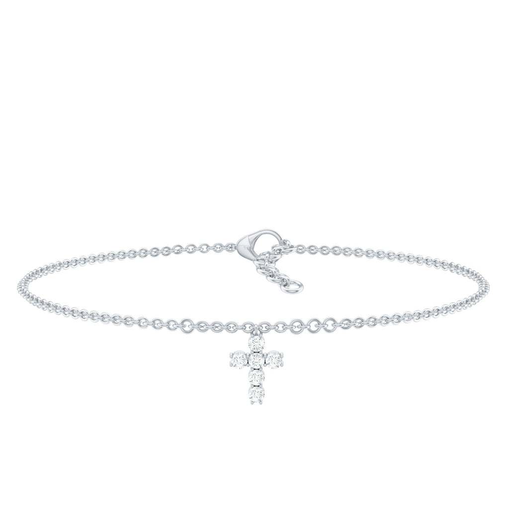 Certified Moissanite Cross Charm Chain Bracelet for Women