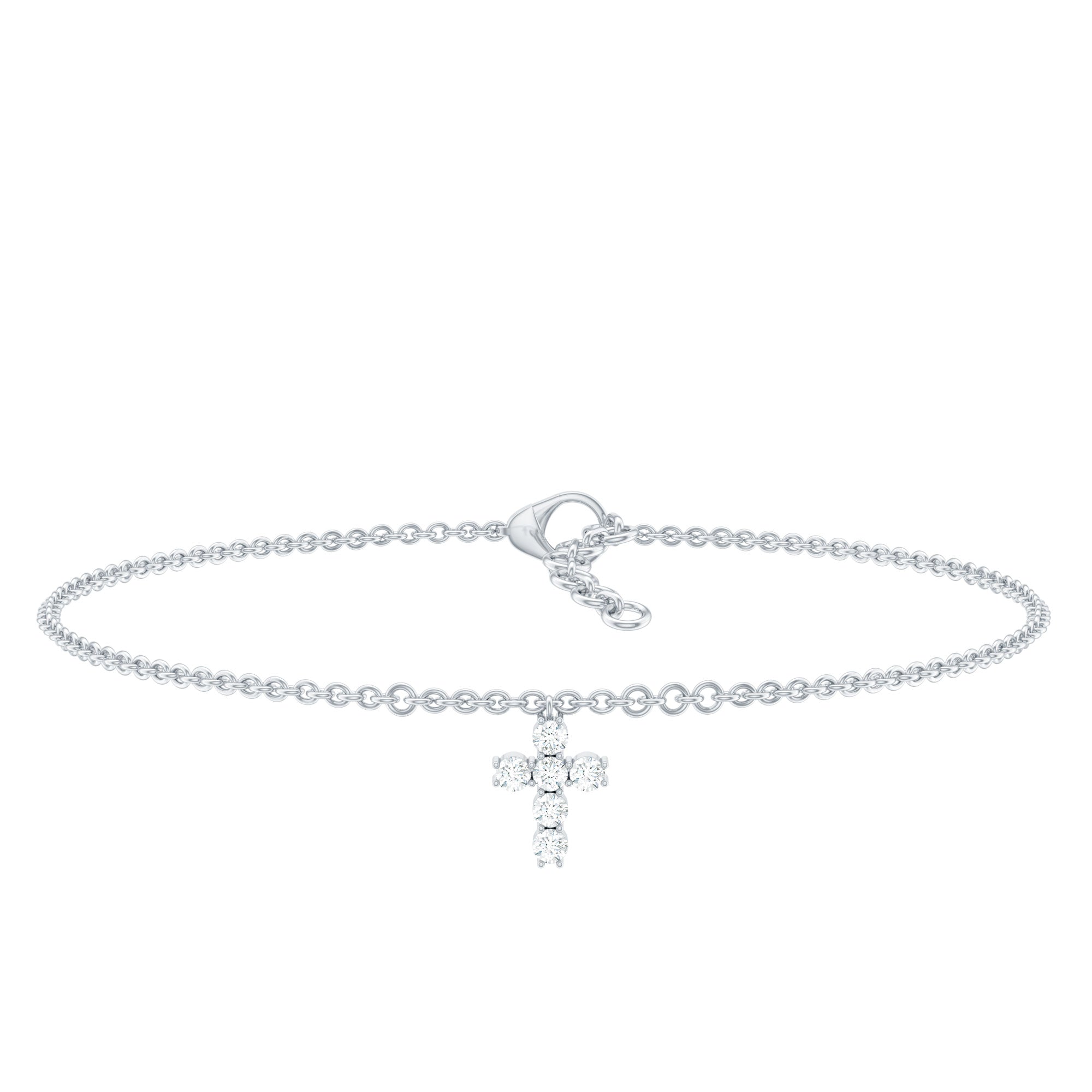 Certified Moissanite Cross Charm Chain Bracelet for Women