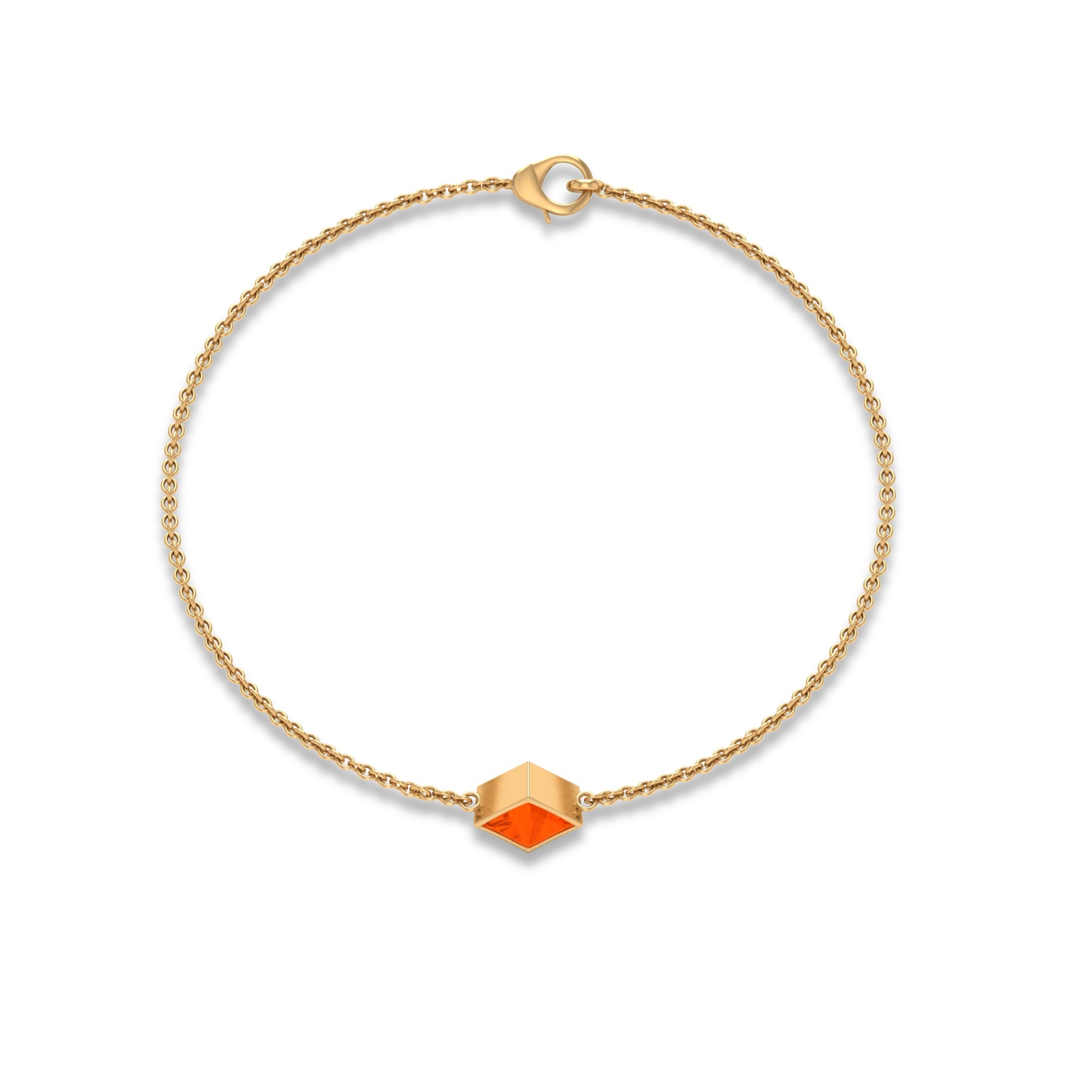5mm Princess Cut Fire Opal Solitaire Chain Bracelet
