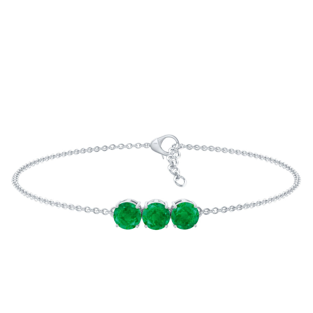 Certified Emerald 3 Stone Chain Bracelet
