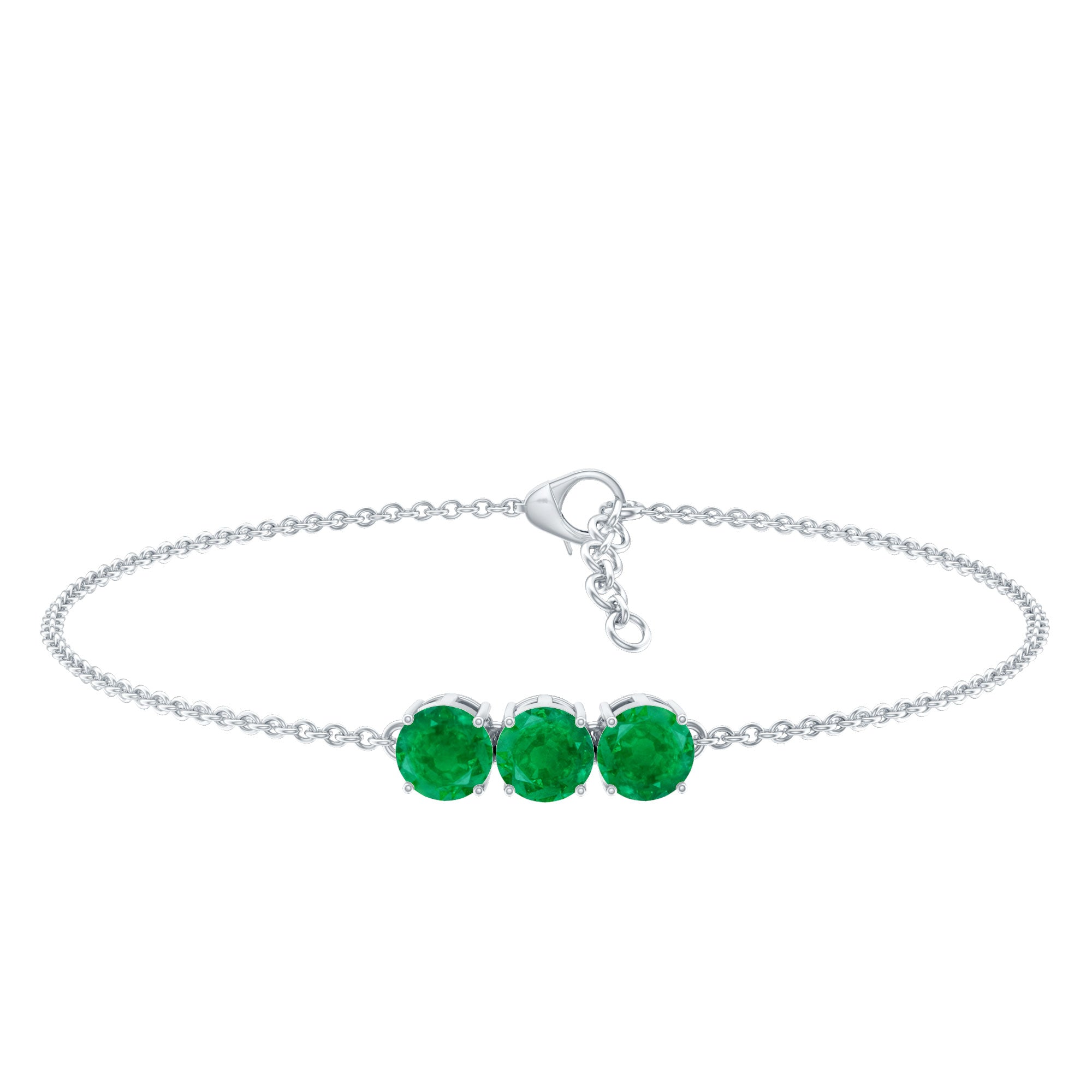 Certified Emerald 3 Stone Chain Bracelet