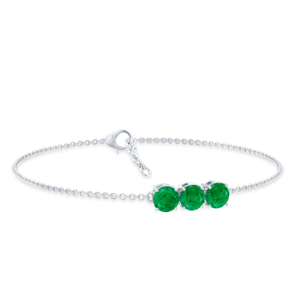 Certified Emerald 3 Stone Chain Bracelet