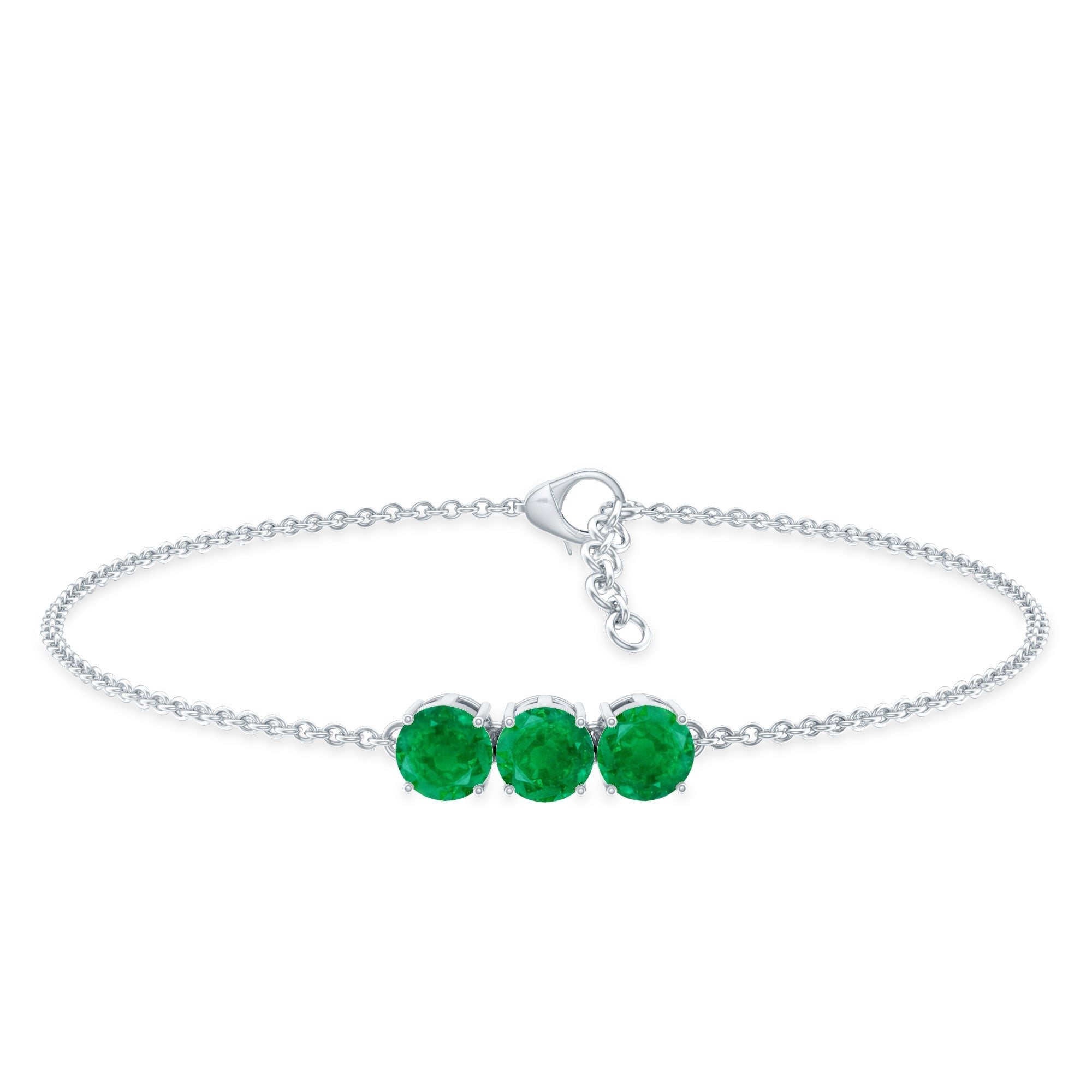 Certified Emerald 3 Stone Chain Bracelet