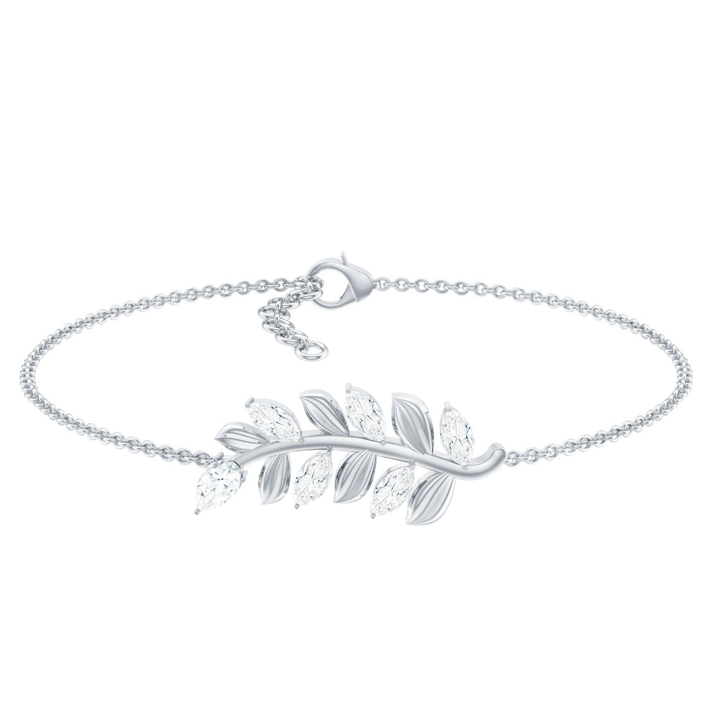 Certified Moissanite Leaf Chain Bracelet for Women
