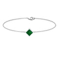 Princess Cut Emerald Solitaire Chain Bracelet with Certificate