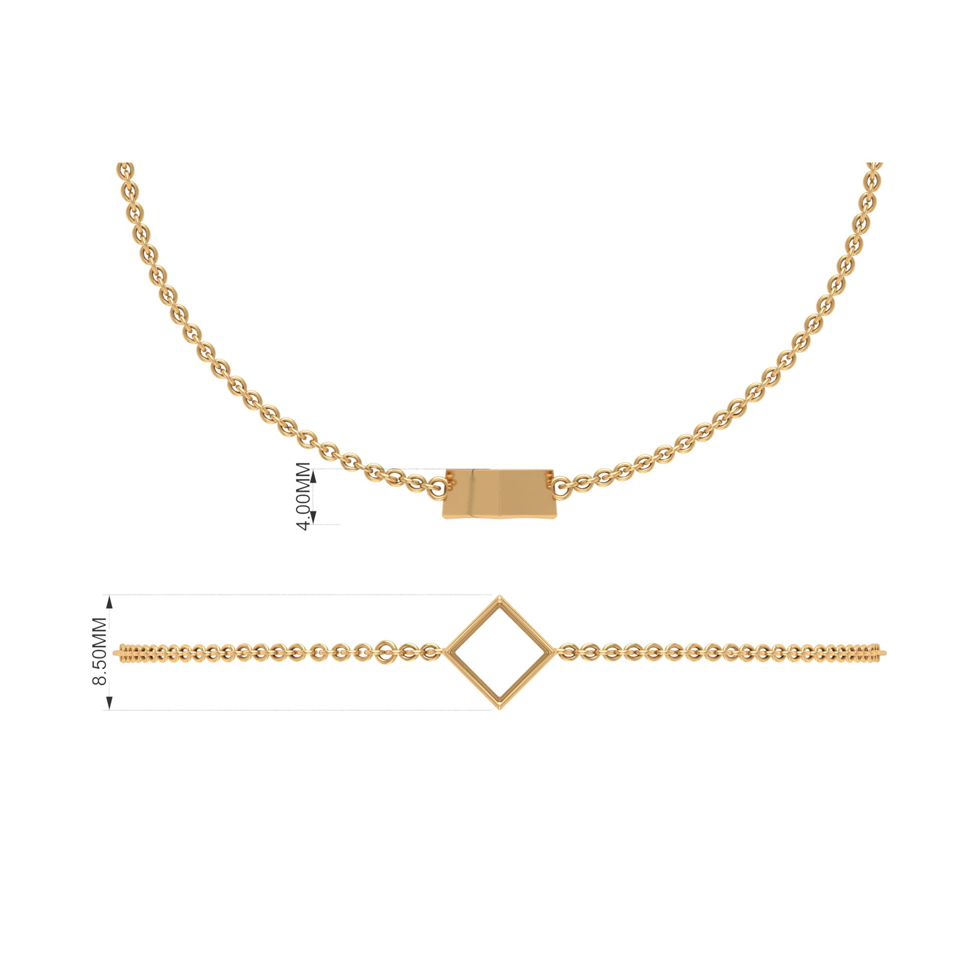 Princess Cut Emerald Solitaire Chain Bracelet with Certificate