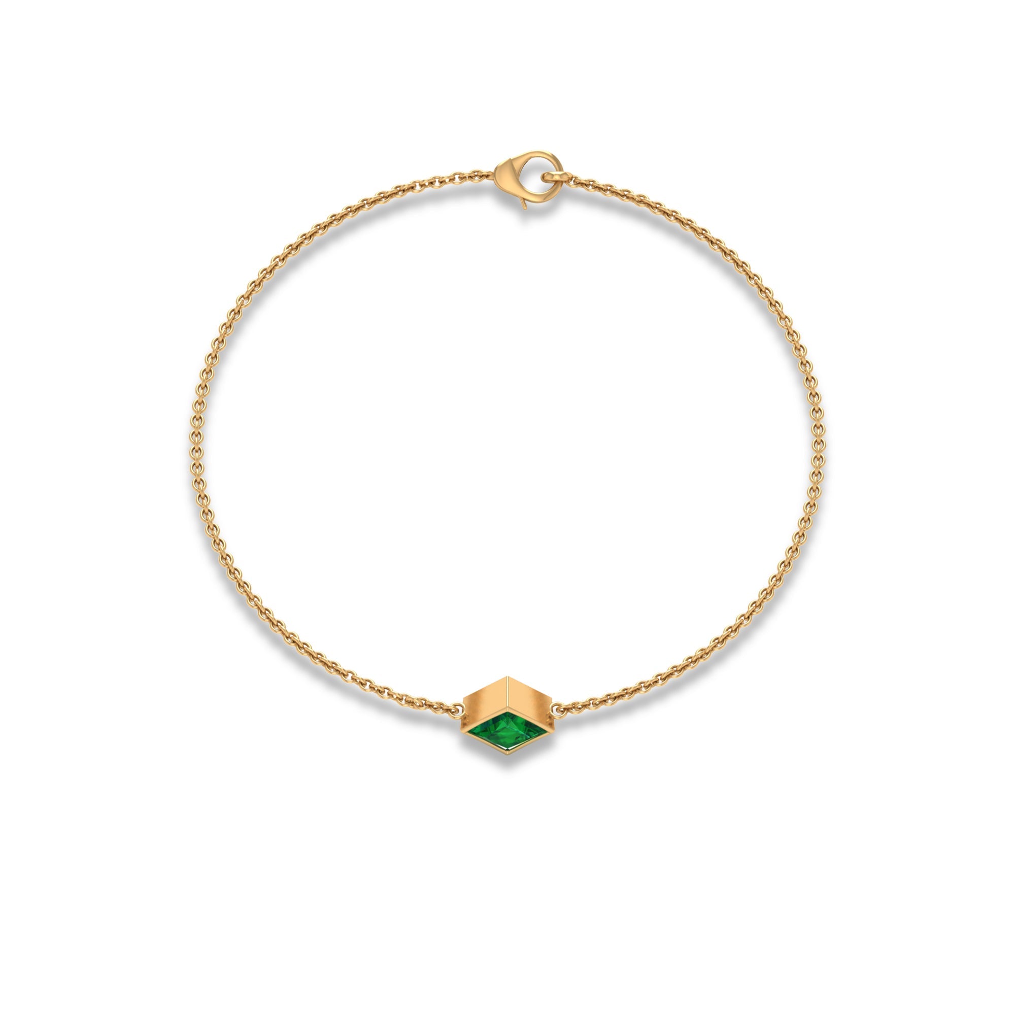 Princess Cut Emerald Solitaire Chain Bracelet with Certificate