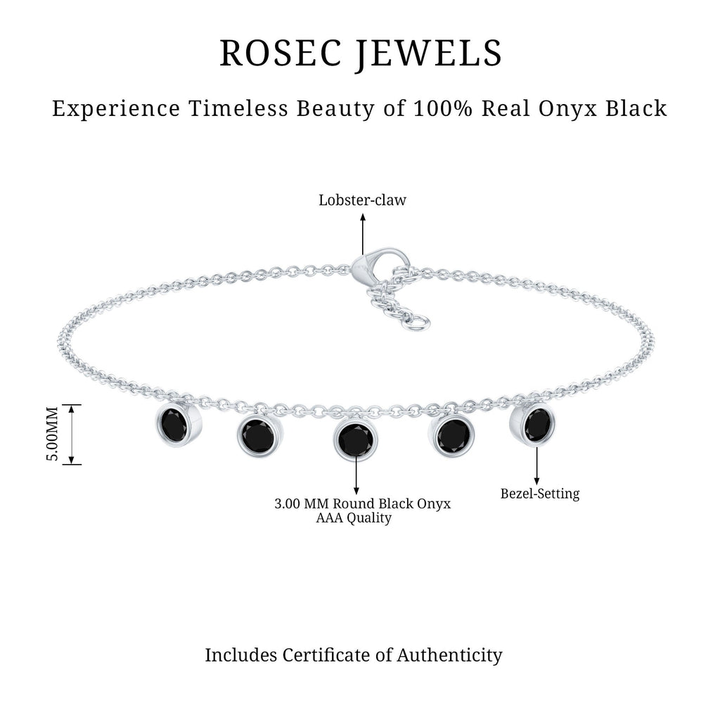 Black Onyx Charm Chain Bracelet