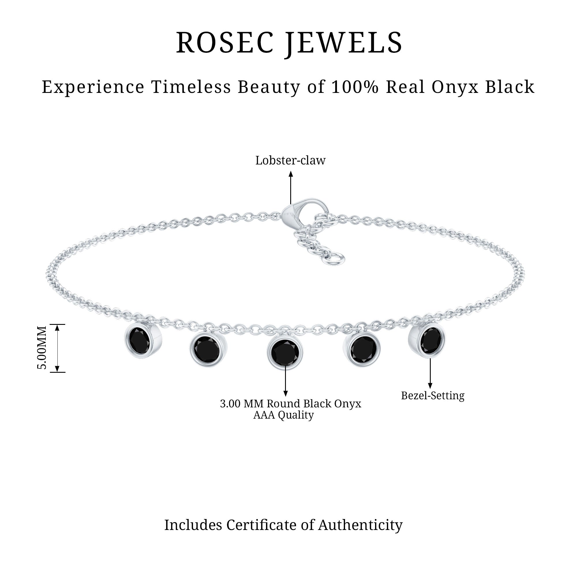Black Onyx Charm Chain Bracelet