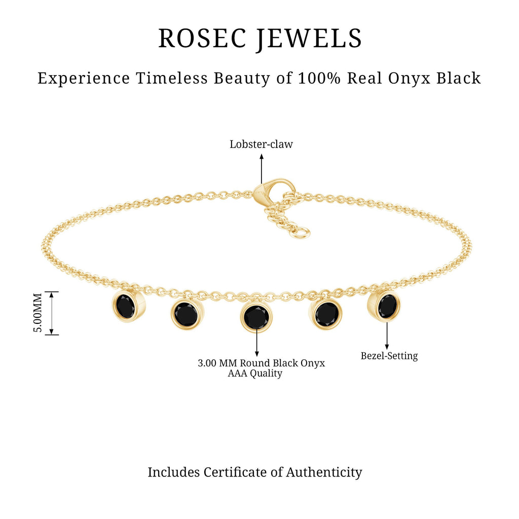 Black Onyx Charm Chain Bracelet