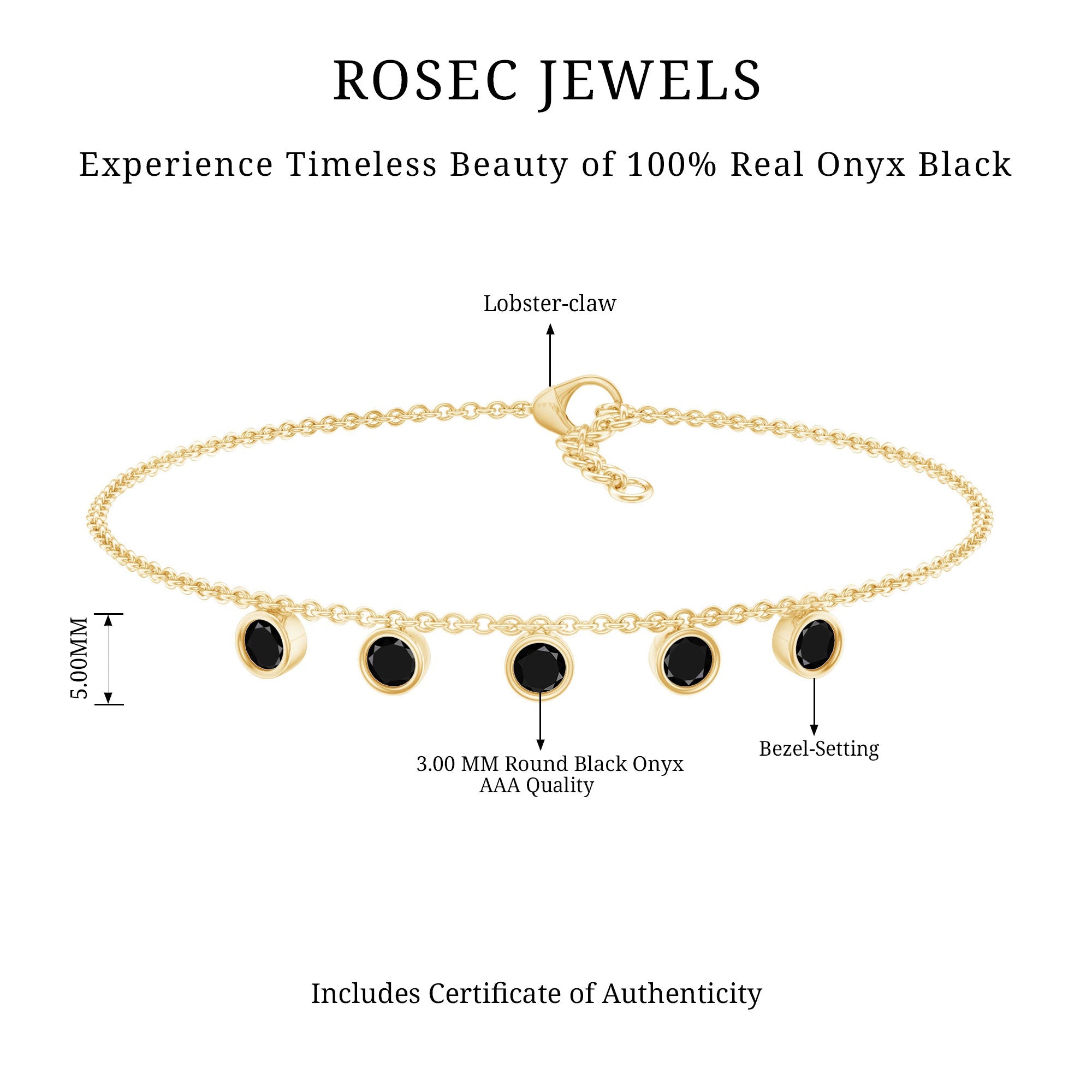 Black Onyx Charm Chain Bracelet