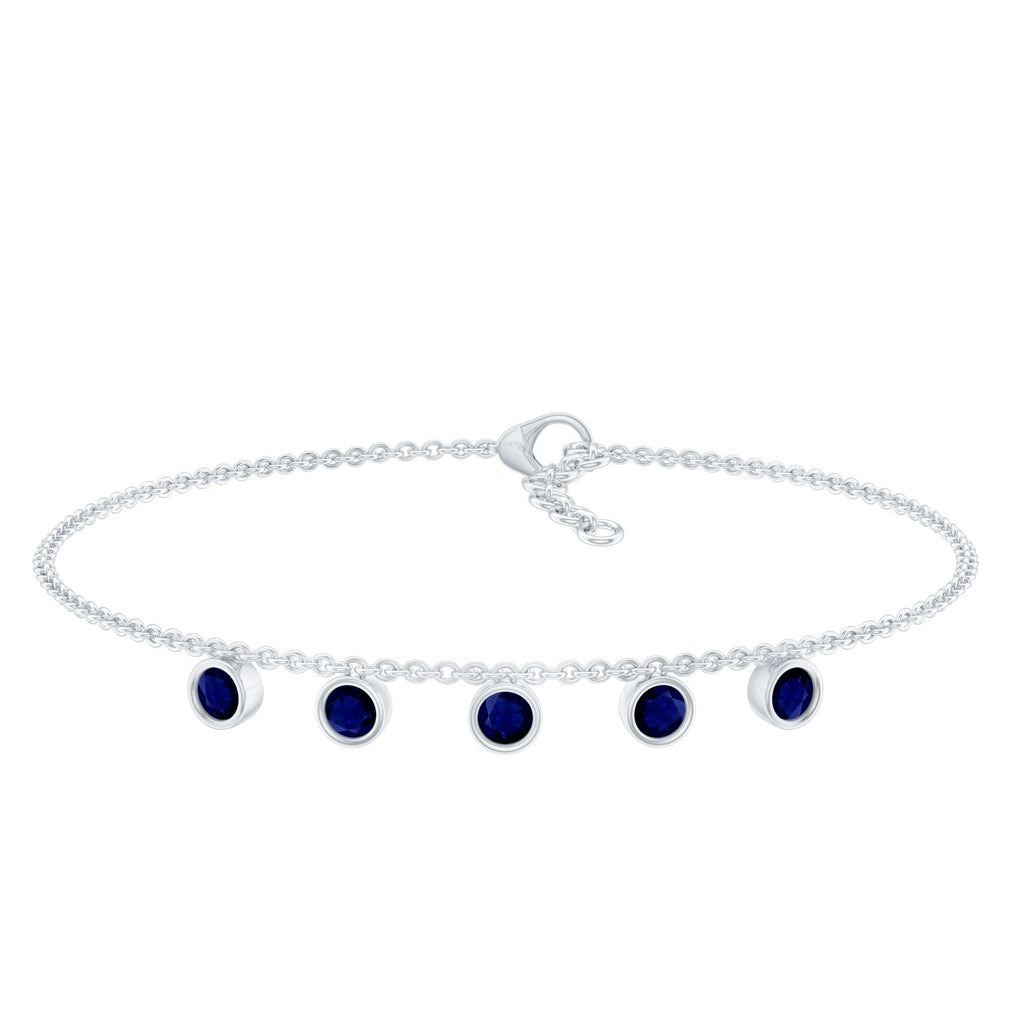 2 Carat Bezel Set Blue Sapphire Charm Bracelet