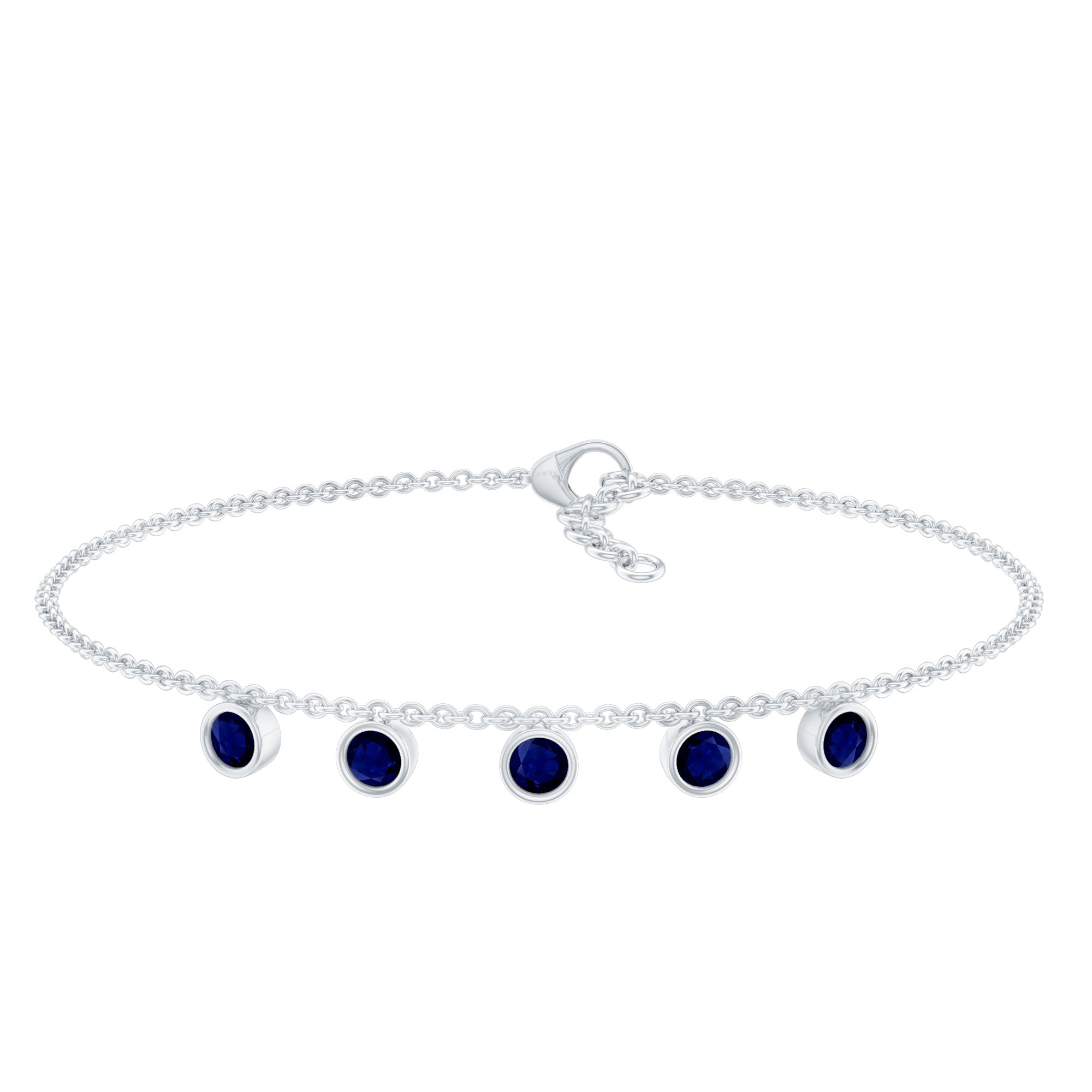 2 Carat Bezel Set Blue Sapphire Charm Bracelet