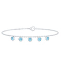 Bezel Set Aquamarine 5 Stone Chain Bracelet