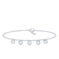 Certified Moissanite Five Stone Chain Charm Bracelet