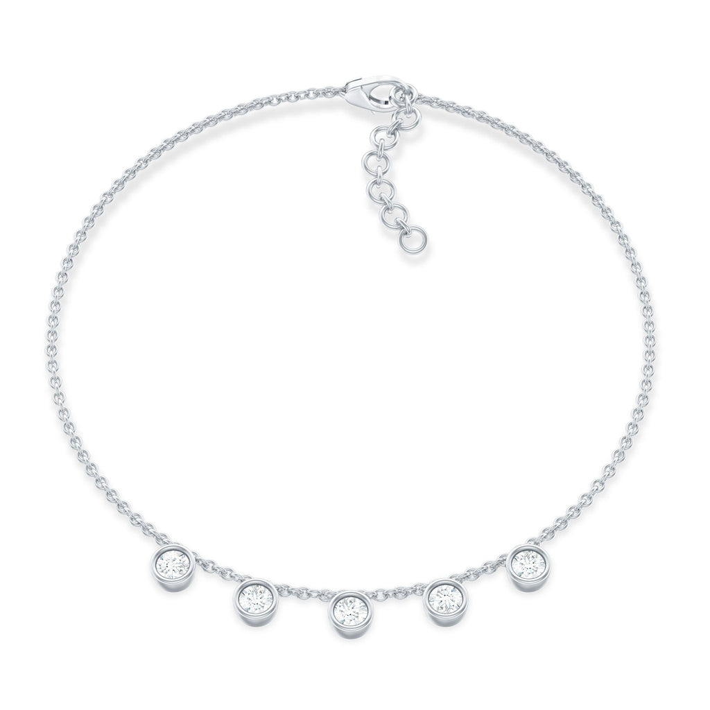 Certified Moissanite Five Stone Chain Charm Bracelet