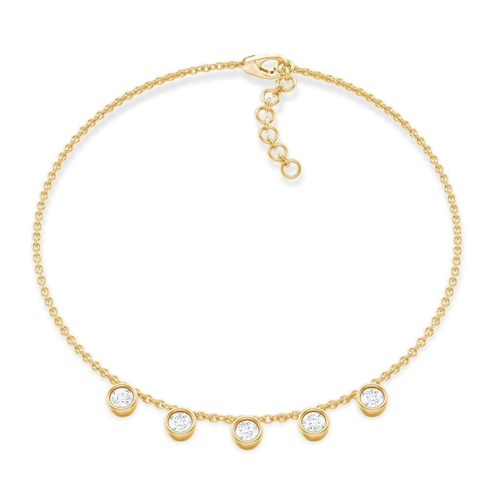 Certified Moissanite Five Stone Chain Charm Bracelet