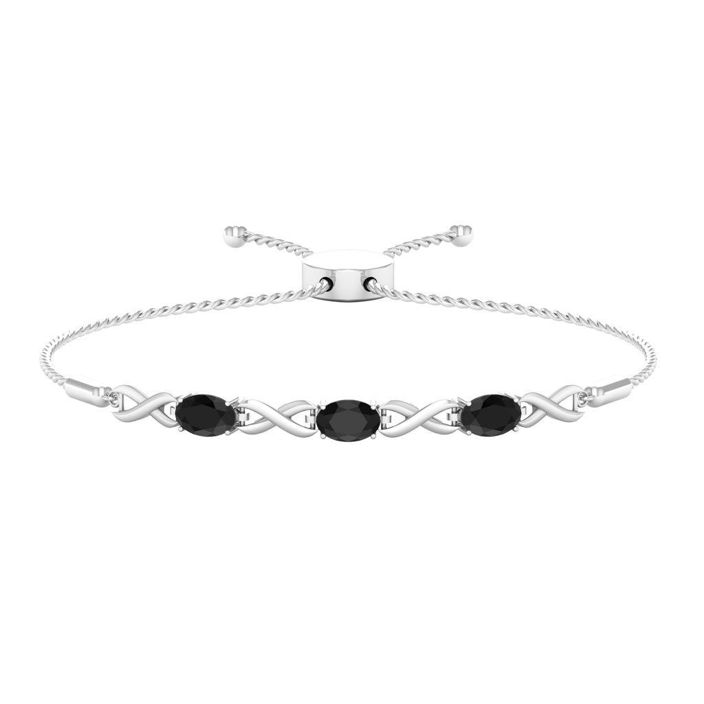 Natural 1.2 Carat Black Onyx Infinity Bolo Bracelet for Women