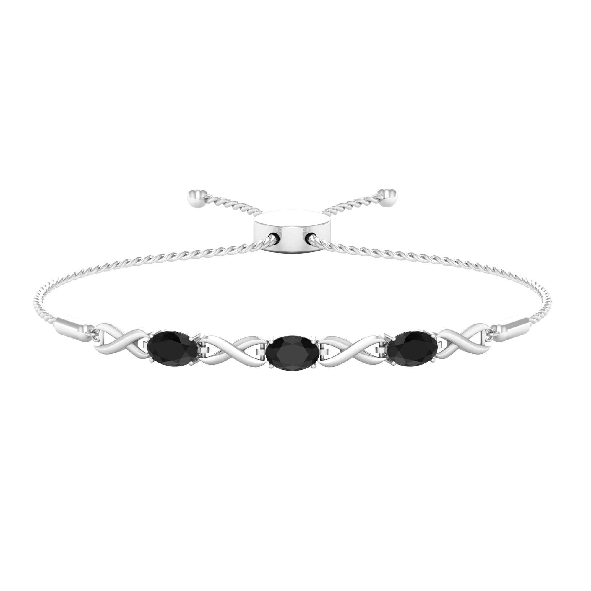 Natural 1.2 Carat Black Onyx Infinity Bolo Bracelet for Women