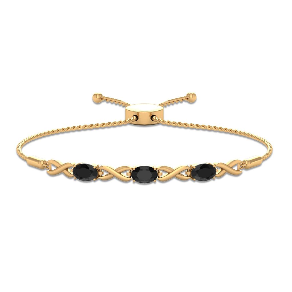 Natural 1.2 Carat Black Onyx Infinity Bolo Bracelet for Women